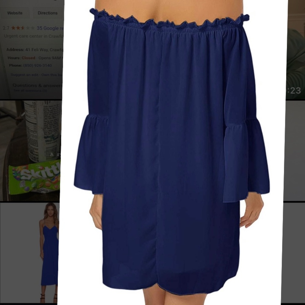 Off the shoulder bell sleeve dress